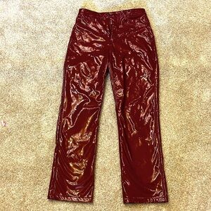 Burgundy ultra high rise faux leather pants